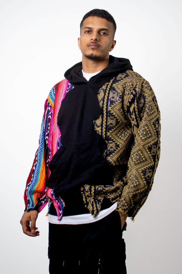 Toffle — Black Artistic Stitched Hoodie