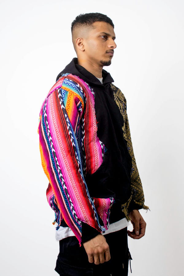 Toffle — Black Artistic Stitched Hoodie