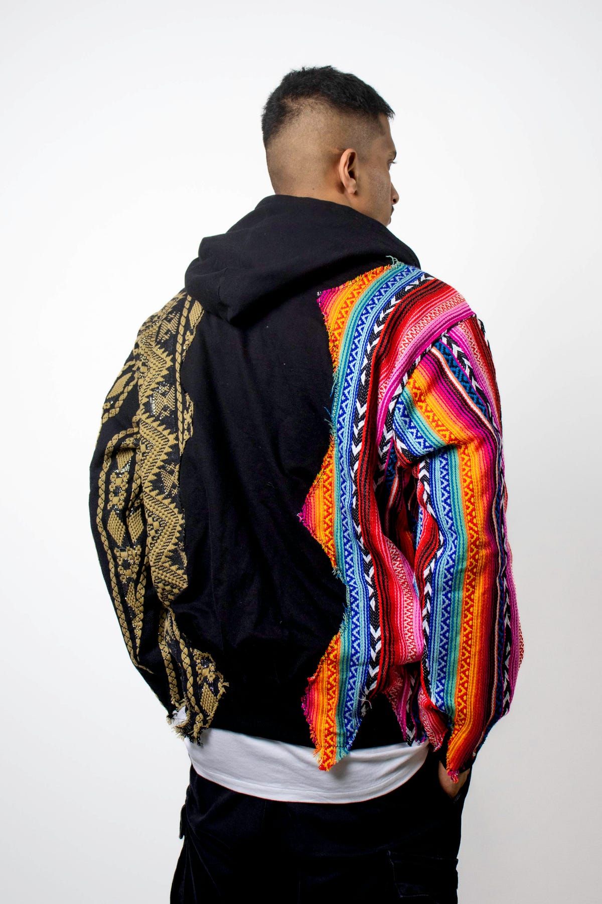 Black Artistic Stitched Hoodie - image 3