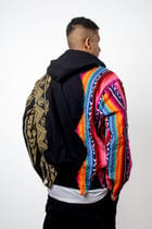 Black Artistic Stitched Hoodie view 3