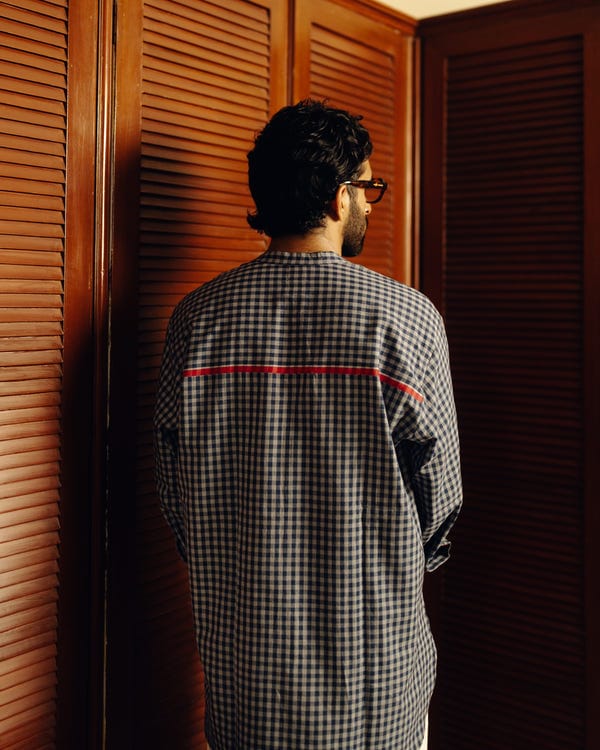 Tree and Poetry — Blueberry checks - full sleeve shirt