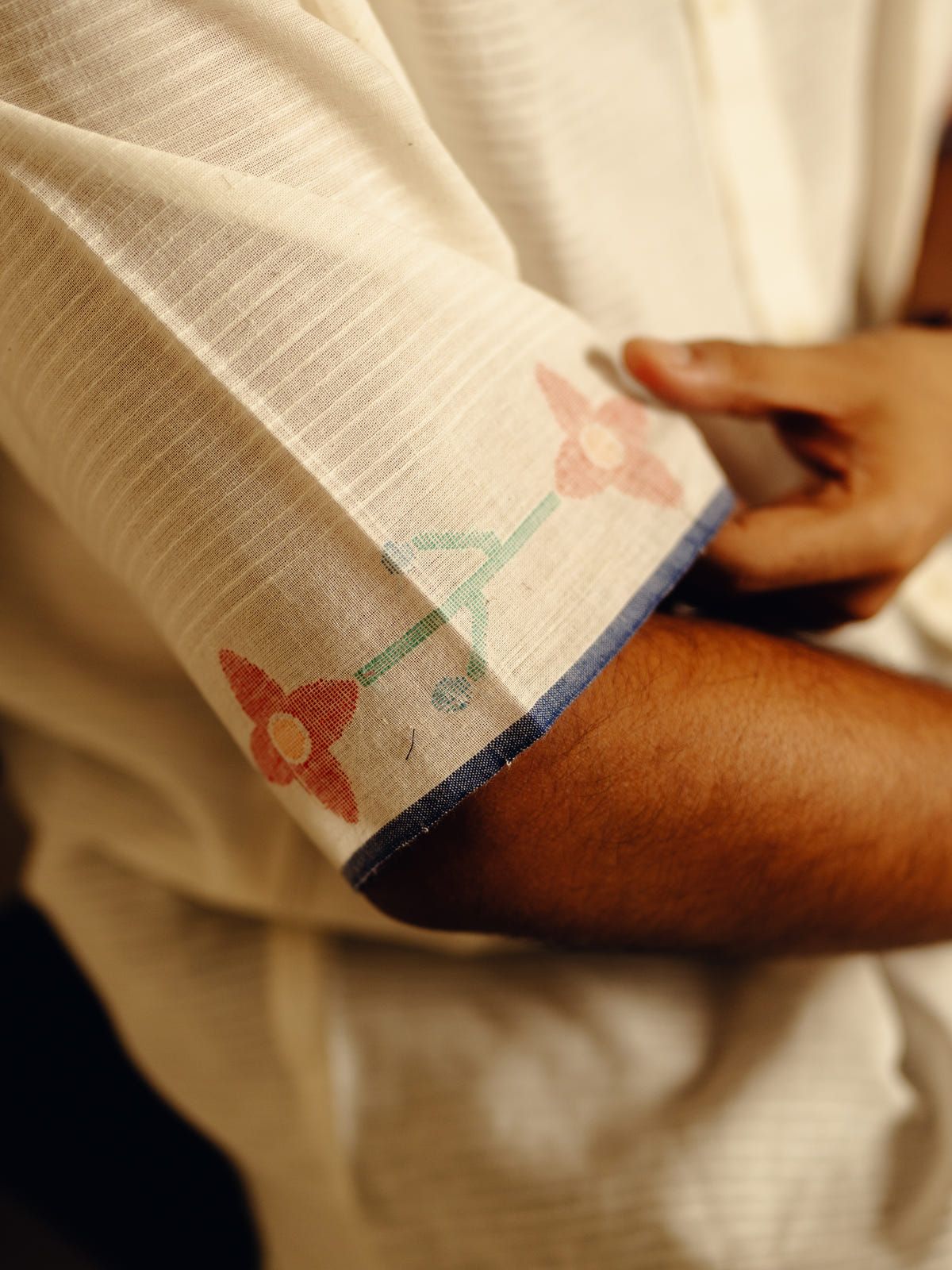 Half sleeves - White jamdani shirt - image 4
