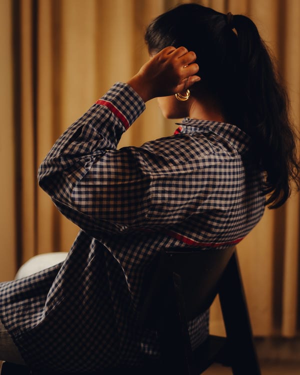 Tree and Poetry — Oversized shirt - Blueberry checks