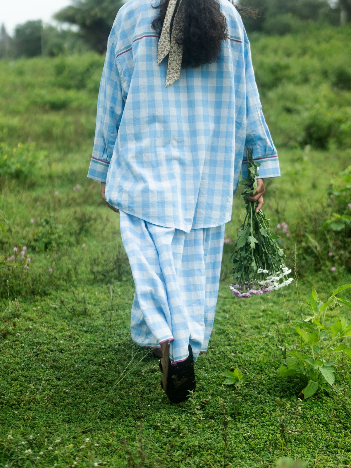 Light blue checks skirt - image 12