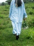 Light blue checks skirt view 4
