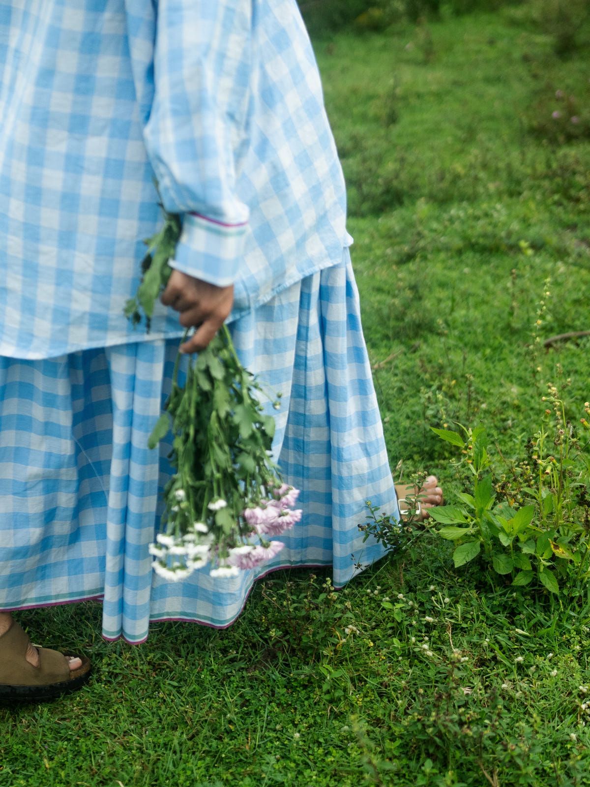 Light blue checks skirt - image 5