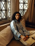 Oversized shirt - Light blue checks view 2