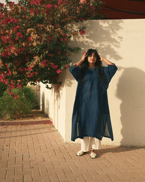 Tree and Poetry — Ela - Blue jamdani