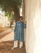 Ela - Indigo silk view 5