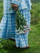 Light blue checks skirt set view 12