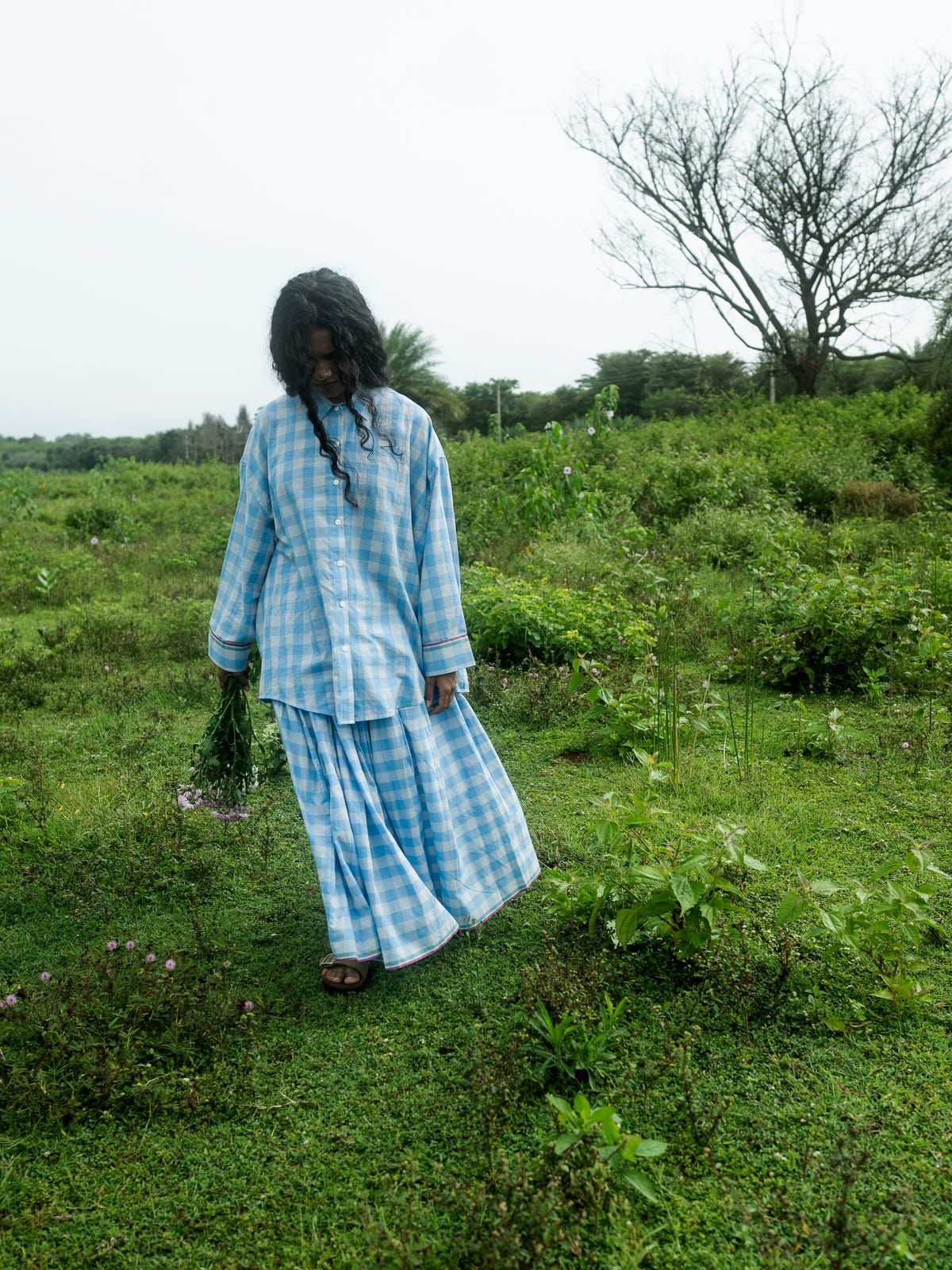 Light blue checks skirt set - image 14