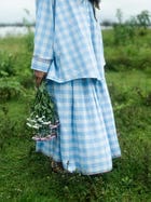 Light blue checks skirt set view 3