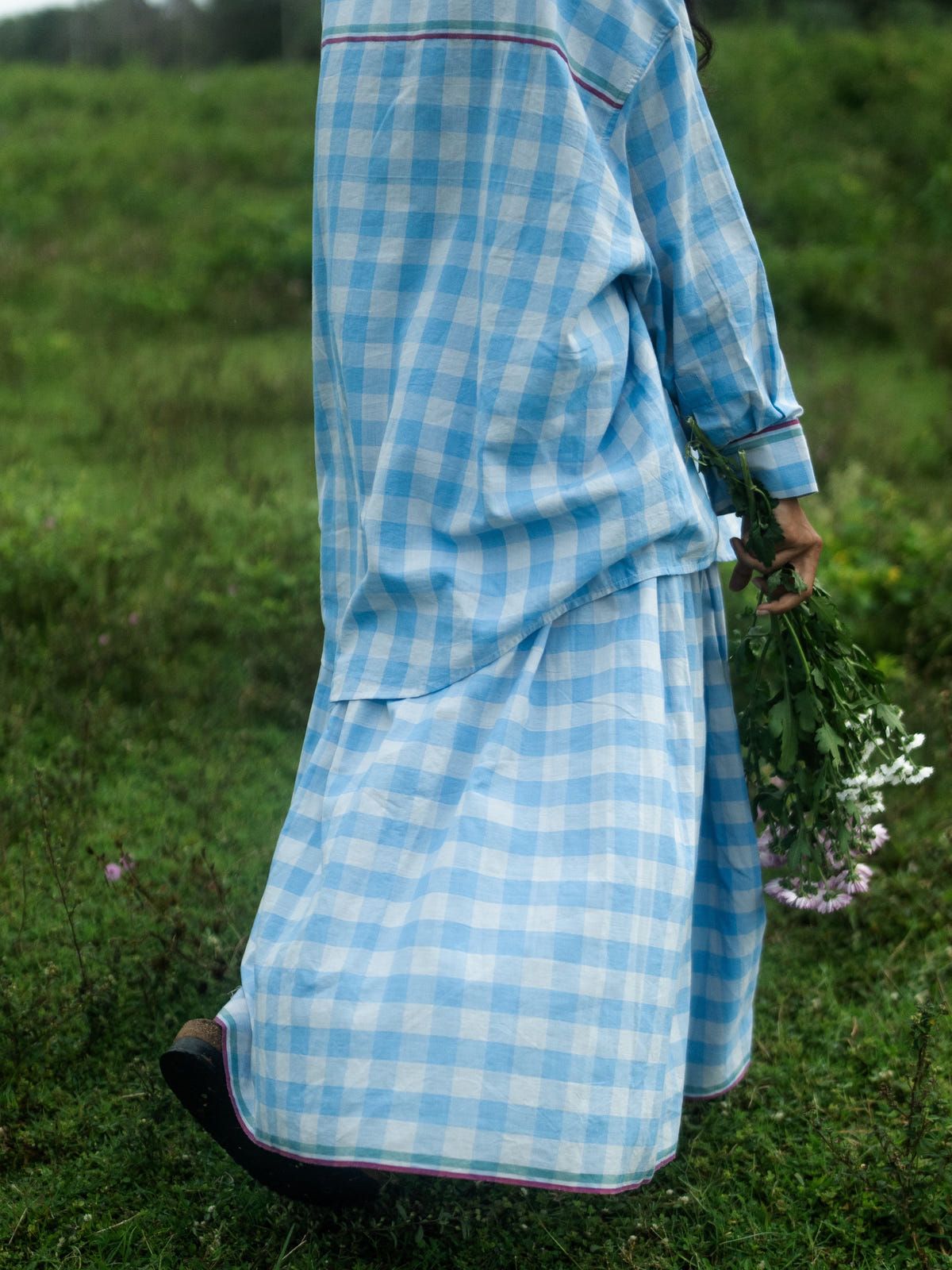 Light blue checks skirt set - image 4