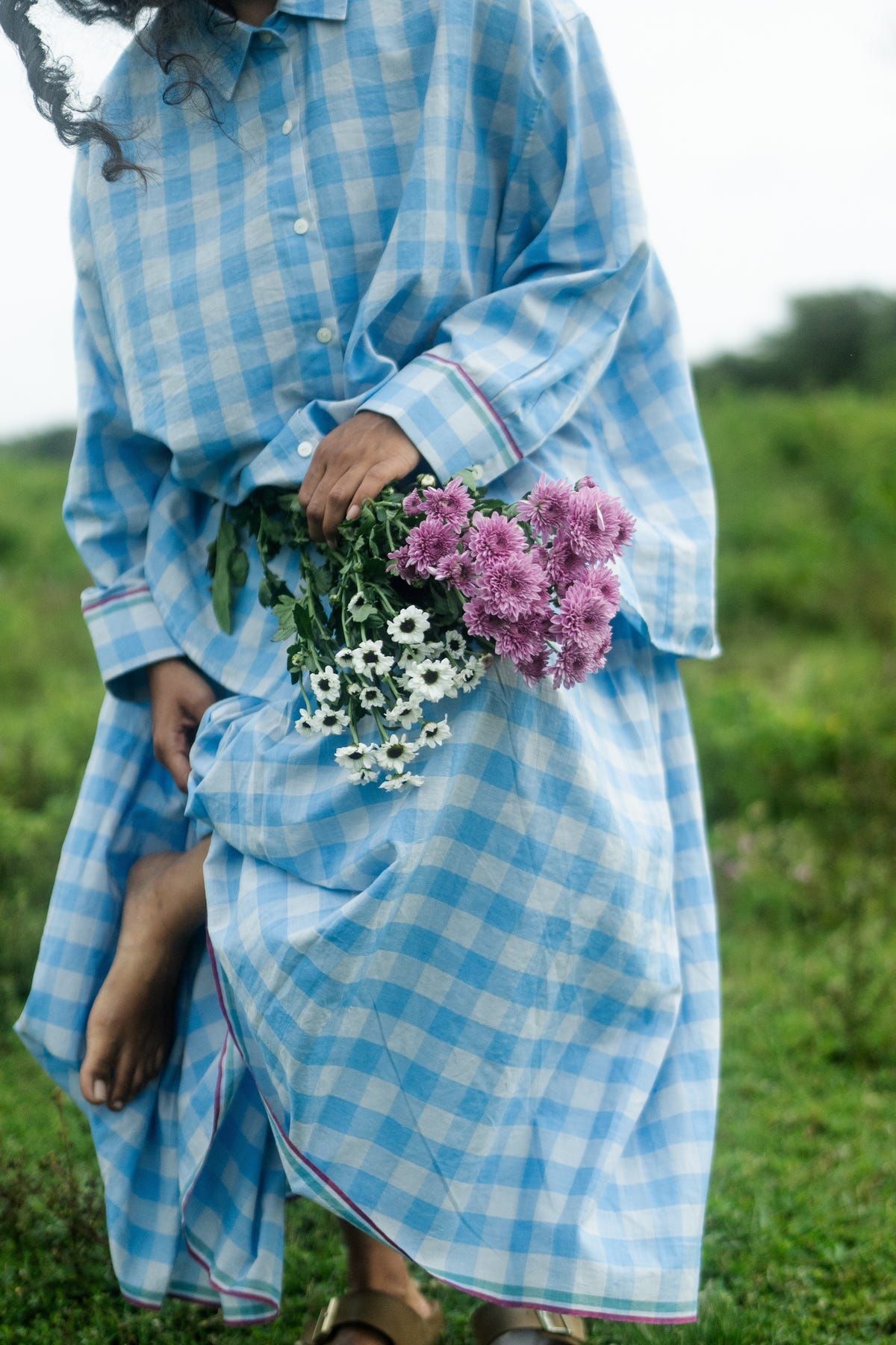 Light blue checks skirt set - image 6