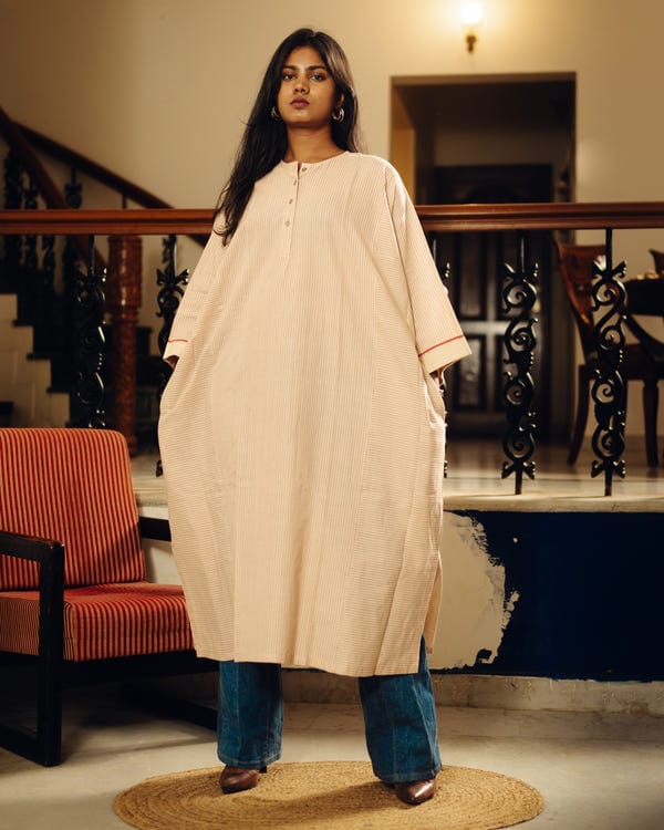 Tree and Poetry — Free size kurta - sand striped