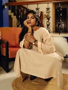 Free size kurta - sand striped view 3