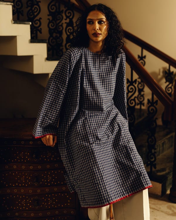 Tree and Poetry — Kurta - Blueberry Checks