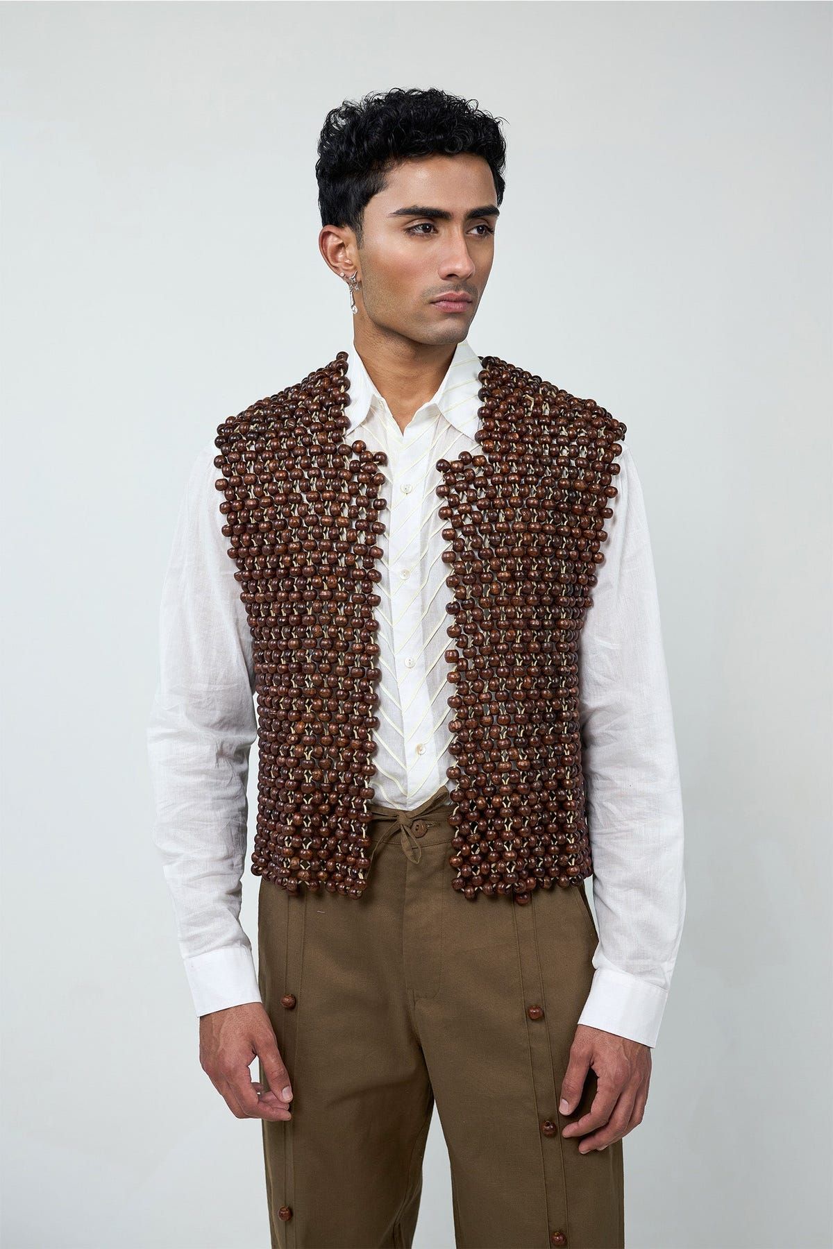Wood Handbeaded Vest - image 1