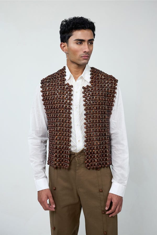 Triune — Wood Handbeaded Vest
