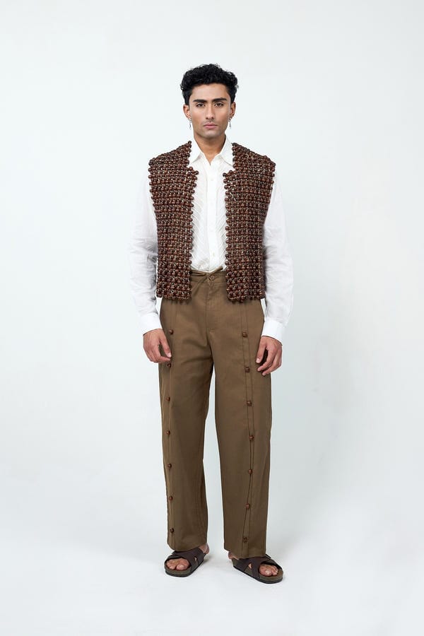 Triune — Wood Handbeaded Vest