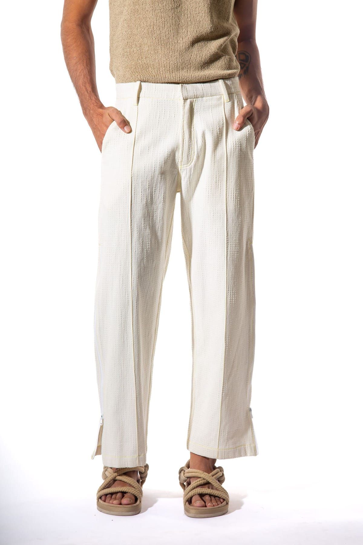 Handloom Zipped Pants - image 1