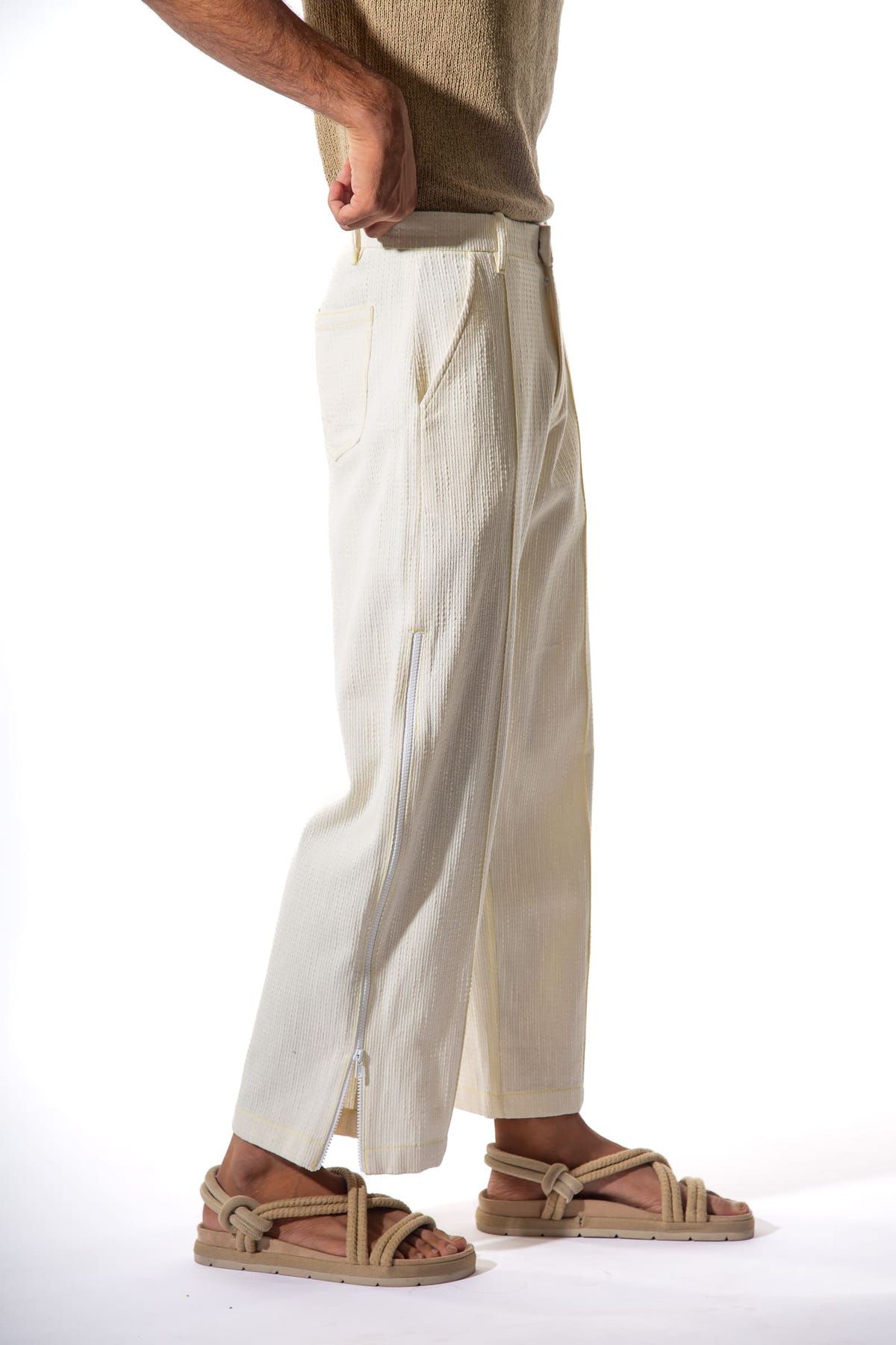 Handloom Zipped Pants - image 3