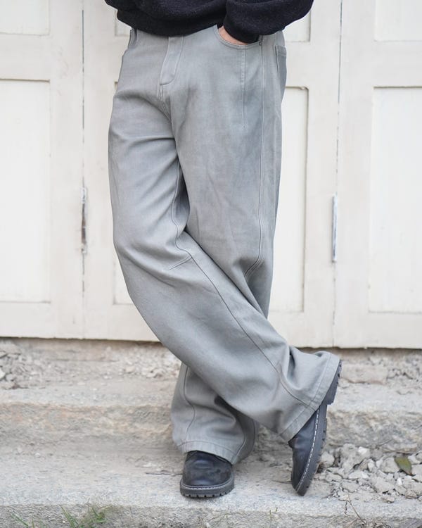 Uncool — Patch Grey velvety cotton twill denim