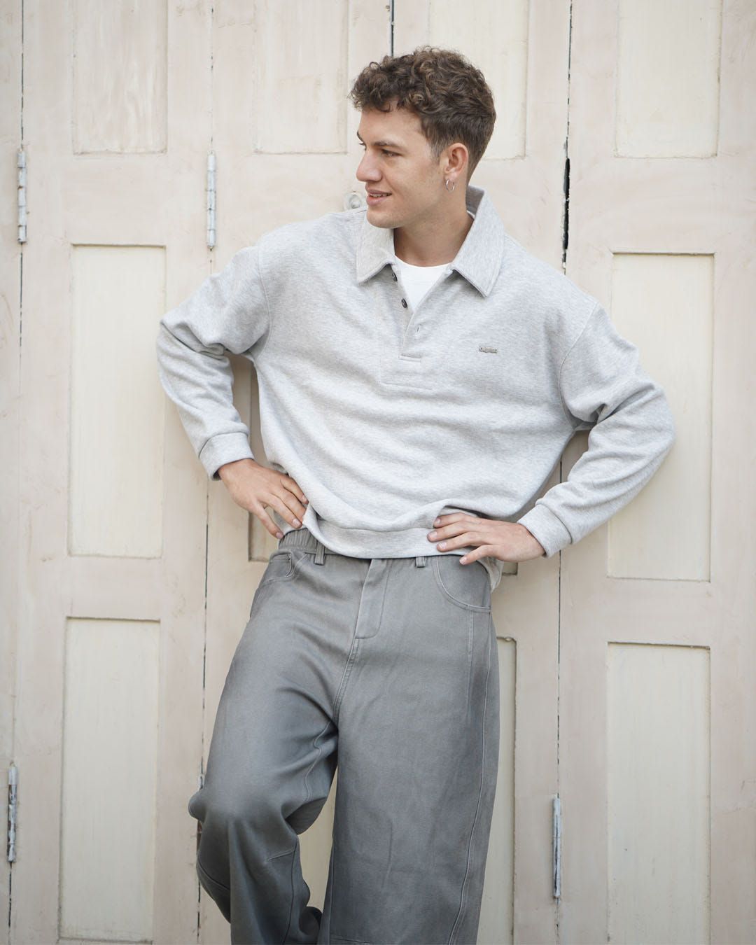 Patch Grey velvety cotton twill denim - image 2