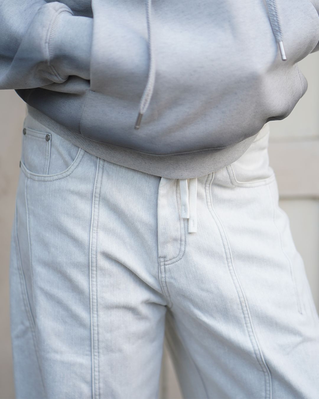 Light Grey velvety cotton twill denim - image 3