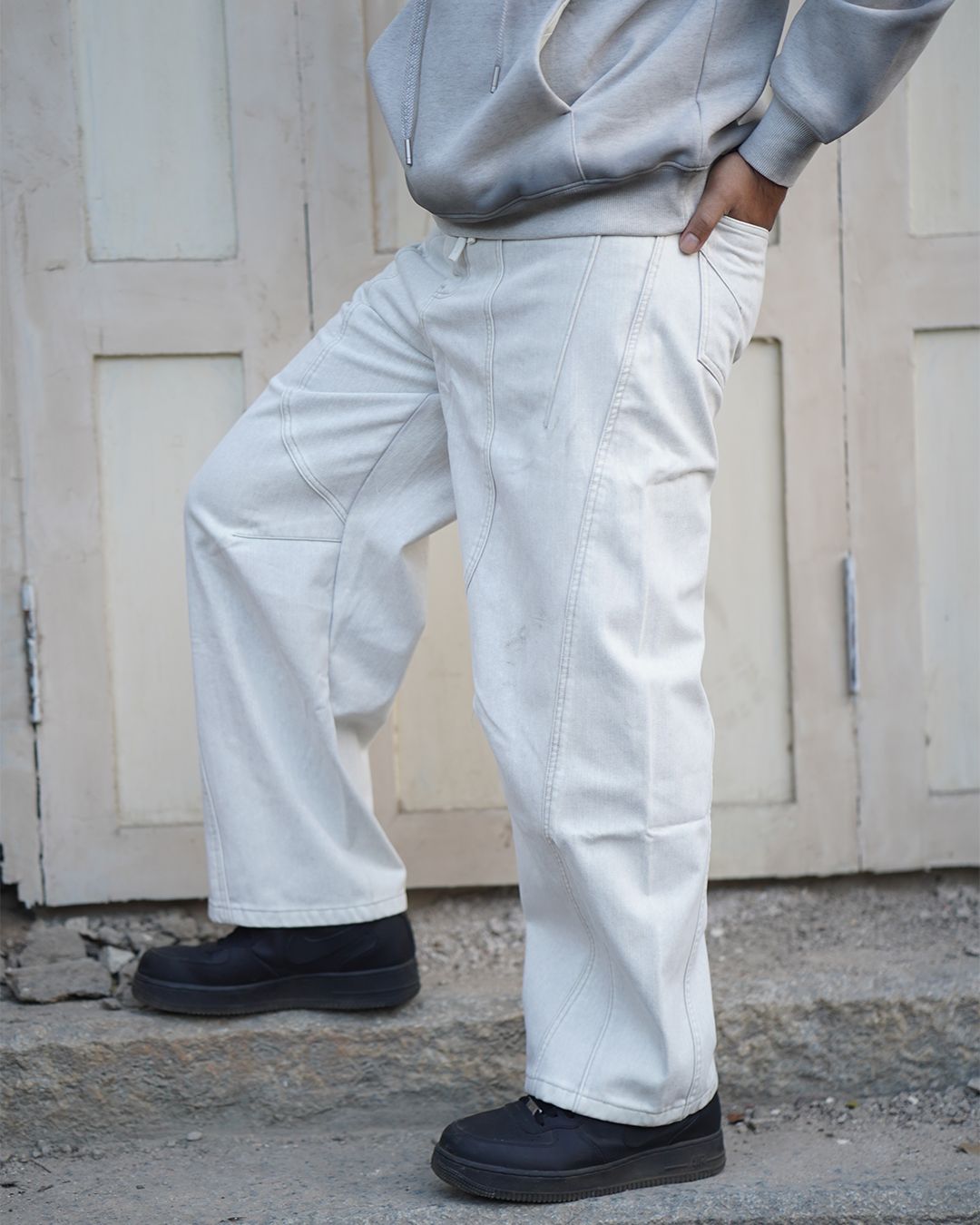 Light Grey velvety cotton twill denim - image 4