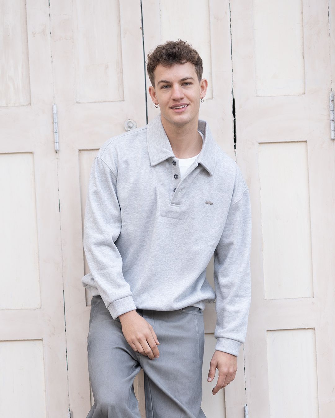 Heather Grey Layered rugby sweatshirt - image 1