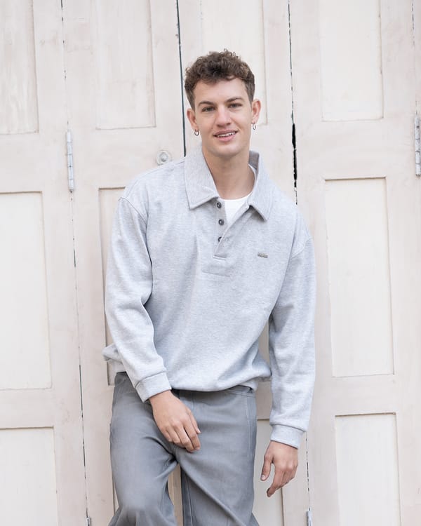 Uncool — Heather Grey Layered rugby sweatshirt