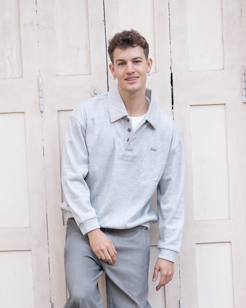 Heather Grey Layered rugby sweatshirt