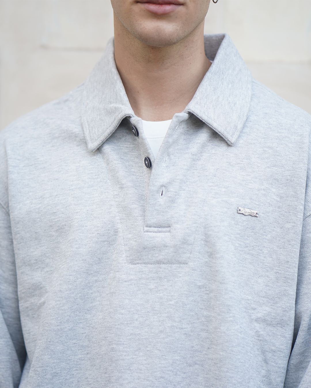 Heather Grey Layered rugby sweatshirt - image 2