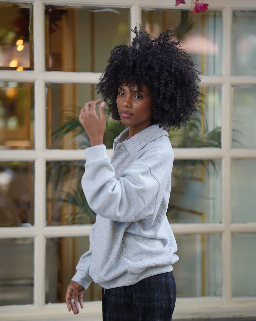 Heather Grey Layered rugby sweatshirt - image 4
