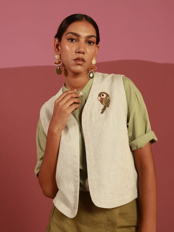 Winglore Studio — The Parakeet Gilet (Beige)