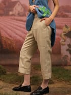 Stitchline Pants - Beige with Blue stitch view 1