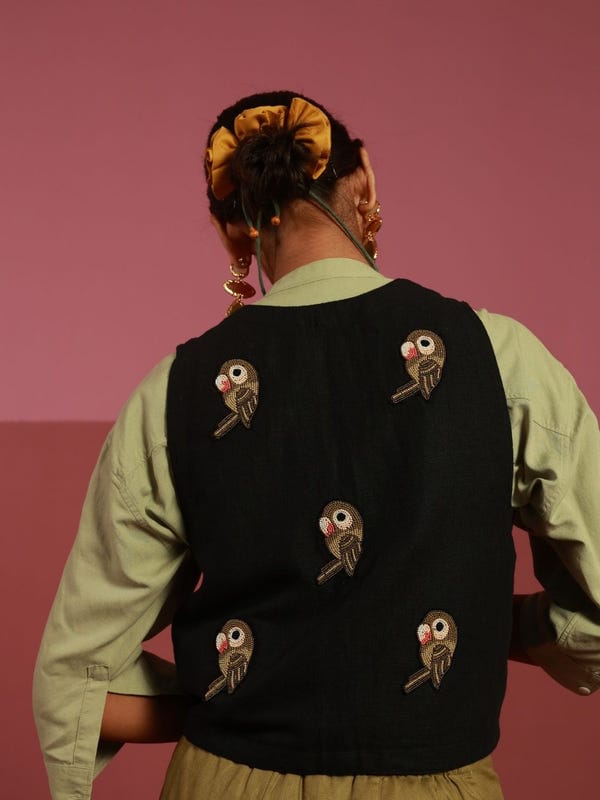 Winglore Studio — The Parakeet Gilet (Black)