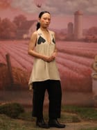 Stitchline Pants - Black with Beige stitch view 3