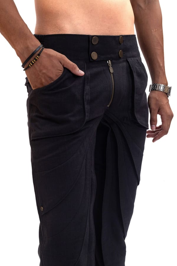 Zero Tolerance — Layered handmade black pants (unisex)