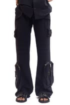 Black organic cotton handwoven cargo pants view 1