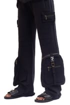 Black organic cotton handwoven cargo pants view 4
