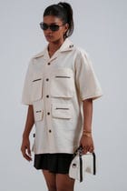White handmade cargo shirt (Unisex) view 2