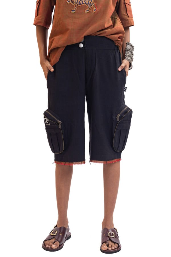 Zero Tolerance — Black handwoven organic cotton jorts
