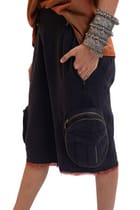 Black handwoven organic cotton jorts view 3