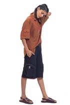 Black handwoven organic cotton jorts view 4