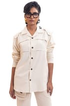White handmade full sleeve unisex shirt view 1
