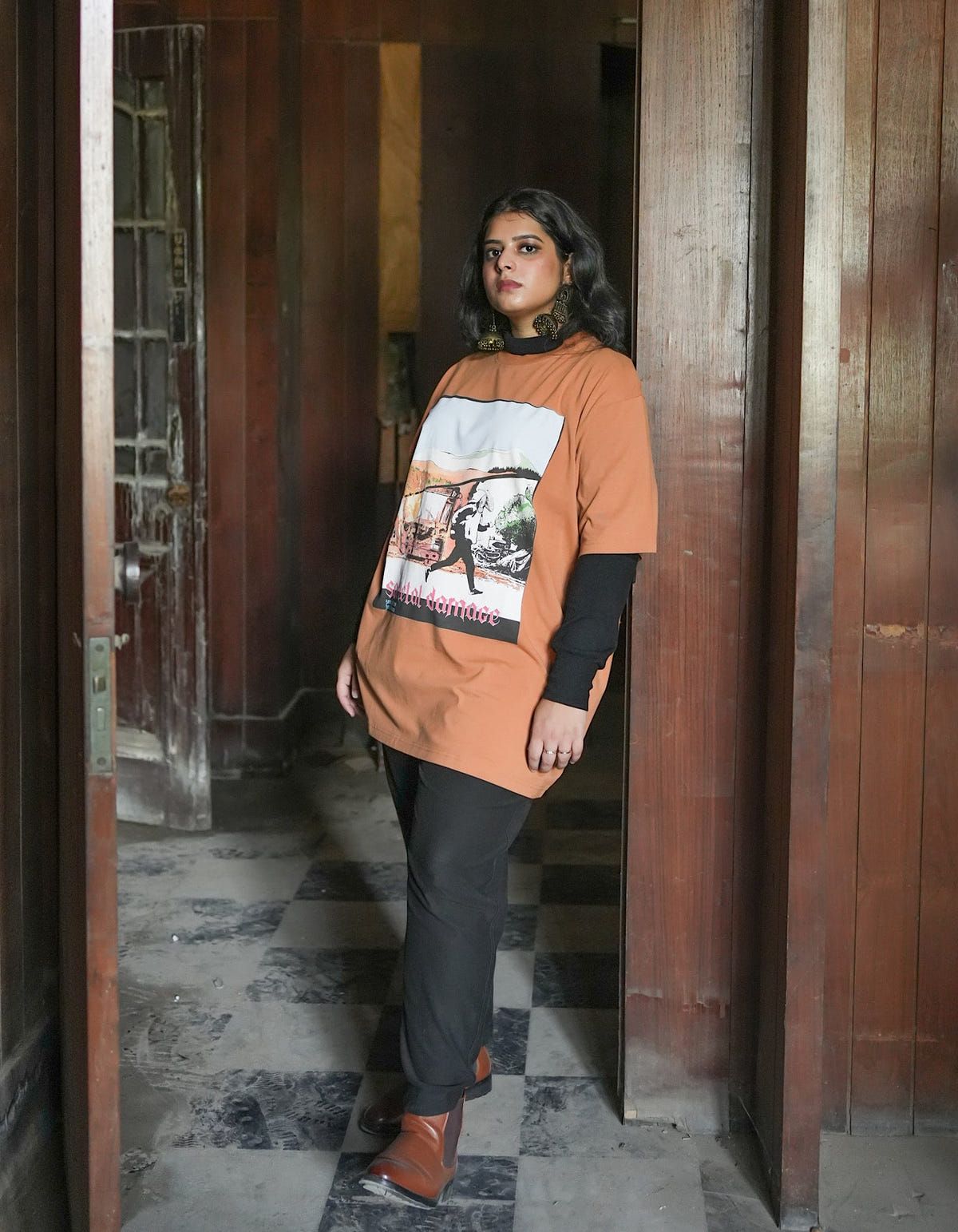 Societal Damage Vintage Brown T-shirt - image 3