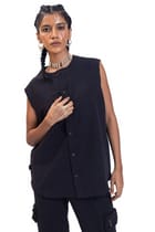 Black handwoven organic cotton vest view 1