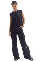 Black handwoven organic cotton vest view 4